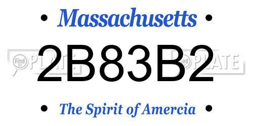 2B83B2 Massachusetts License Plate