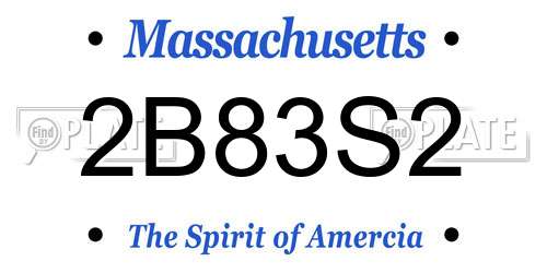 2B83S2 Massachusetts License Plate