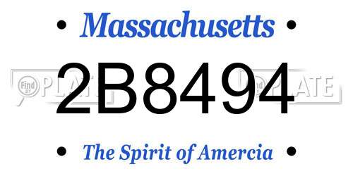 2B8494 Massachusetts License Plate