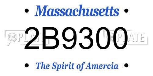 2B9300 Massachusetts License Plate