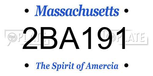 2BA191 Massachusetts License Plate