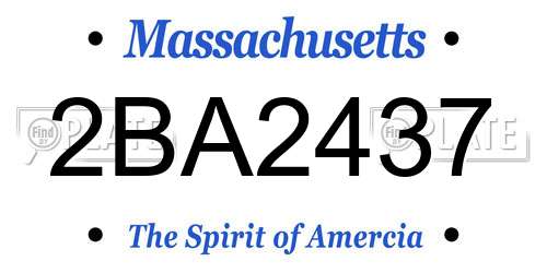 2BA2437 Massachusetts License Plate