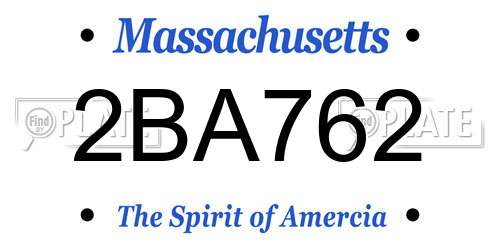 2BA762 Massachusetts License Plate