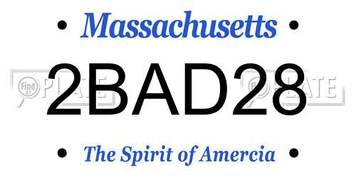 2BAD28 Massachusetts License Plate