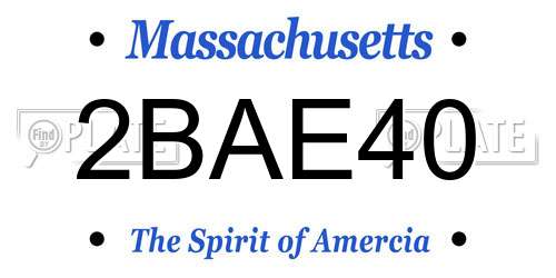 2BAE40 Massachusetts License Plate