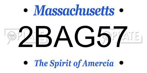 2BAG57 Massachusetts License Plate