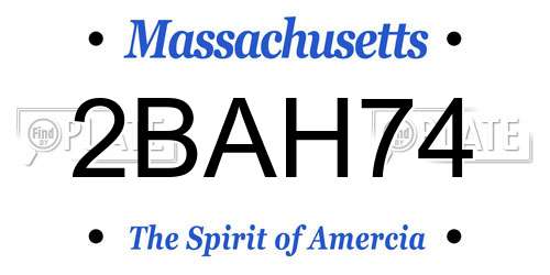 2BAH74 Massachusetts License Plate