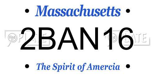 2BAN16 Massachusetts License Plate
