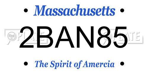 2BAN85 Massachusetts License Plate