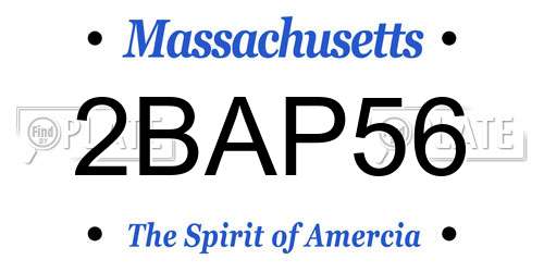 2BAP56 Massachusetts License Plate