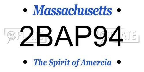 2BAP94 Massachusetts License Plate
