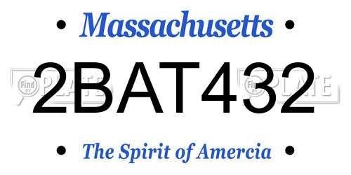 2BAT432 Massachusetts License Plate
