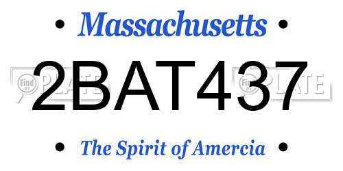 2BAT437 Massachusetts License Plate