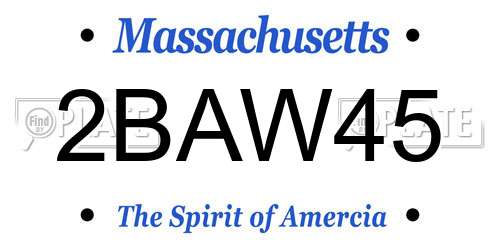 2BAW45 Massachusetts License Plate