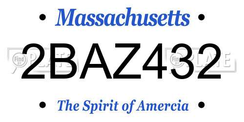 2BAZ432 Massachusetts License Plate