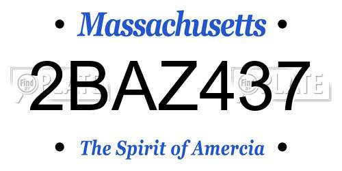 2BAZ437 Massachusetts License Plate
