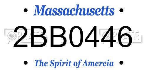 2BB0446 Massachusetts License Plate