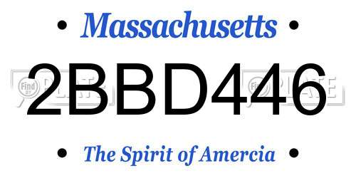 2BBD446 Massachusetts License Plate