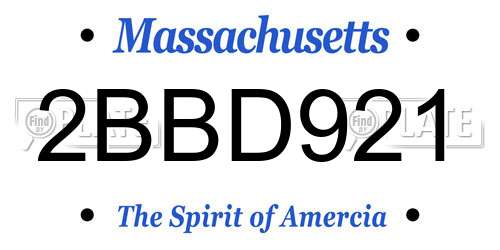 2BBD921 Massachusetts License Plate