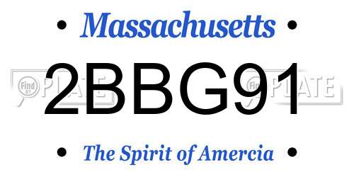 2BBG91 Massachusetts License Plate