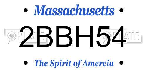 2BBH54 Massachusetts License Plate