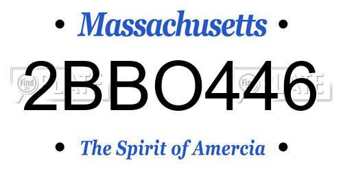2BBO446 Massachusetts License Plate