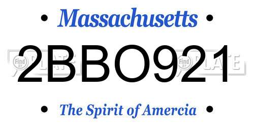 2BBO921 Massachusetts License Plate