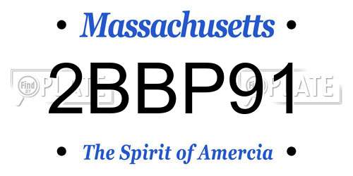 2BBP91 Massachusetts License Plate