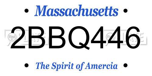 2BBQ446 Massachusetts License Plate