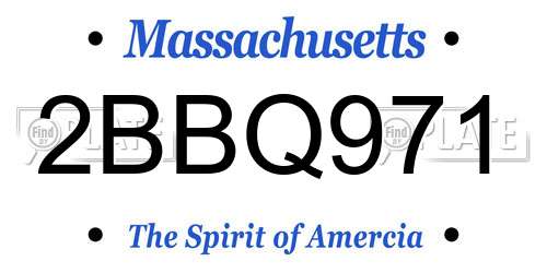 2BBQ971 Massachusetts License Plate