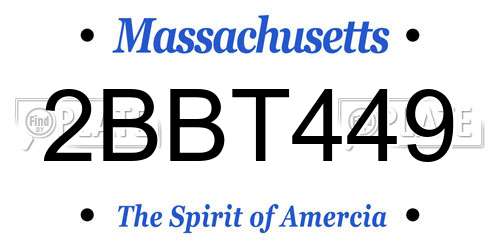 2BBT449 Massachusetts License Plate