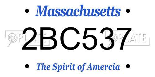2BC537 Massachusetts License Plate