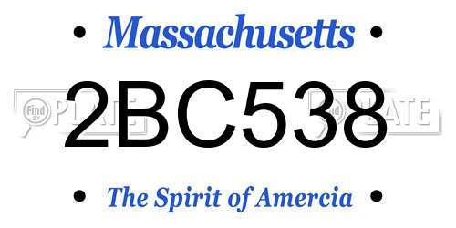 2BC538 Massachusetts License Plate