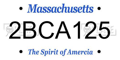2BCA125 Massachusetts License Plate