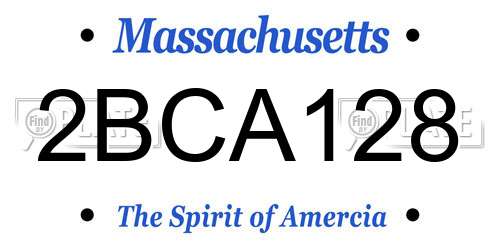 2BCA128 Massachusetts License Plate