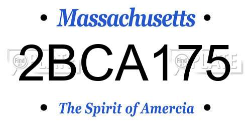 2BCA175 Massachusetts License Plate