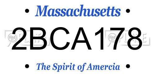 2BCA178 Massachusetts License Plate