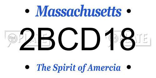 2BCD18 Massachusetts License Plate