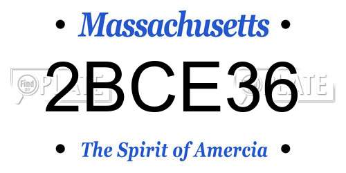 2BCE36 Massachusetts License Plate