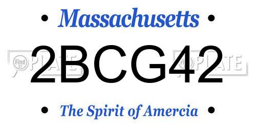 2BCG42 Massachusetts License Plate