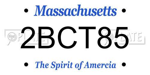 2BCT85 Massachusetts License Plate