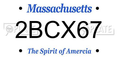 2BCX67 Massachusetts License Plate