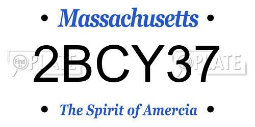 2BCY37 Massachusetts License Plate