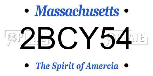 2BCY54 Massachusetts License Plate