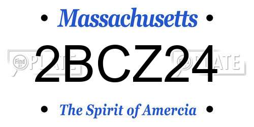 2BCZ24 Massachusetts License Plate
