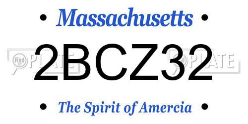 2BCZ32 Massachusetts License Plate