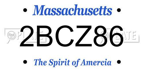 2BCZ86 Massachusetts License Plate