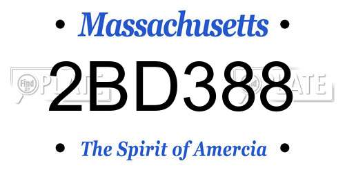 2BD388 Massachusetts License Plate