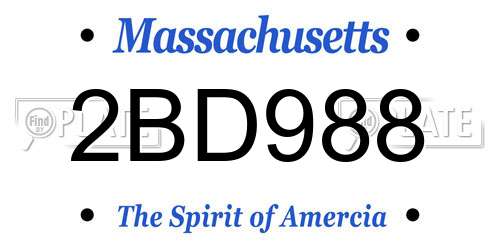 2BD988 Massachusetts License Plate