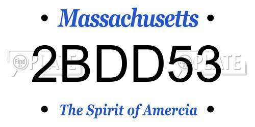 2BDD53 Massachusetts License Plate